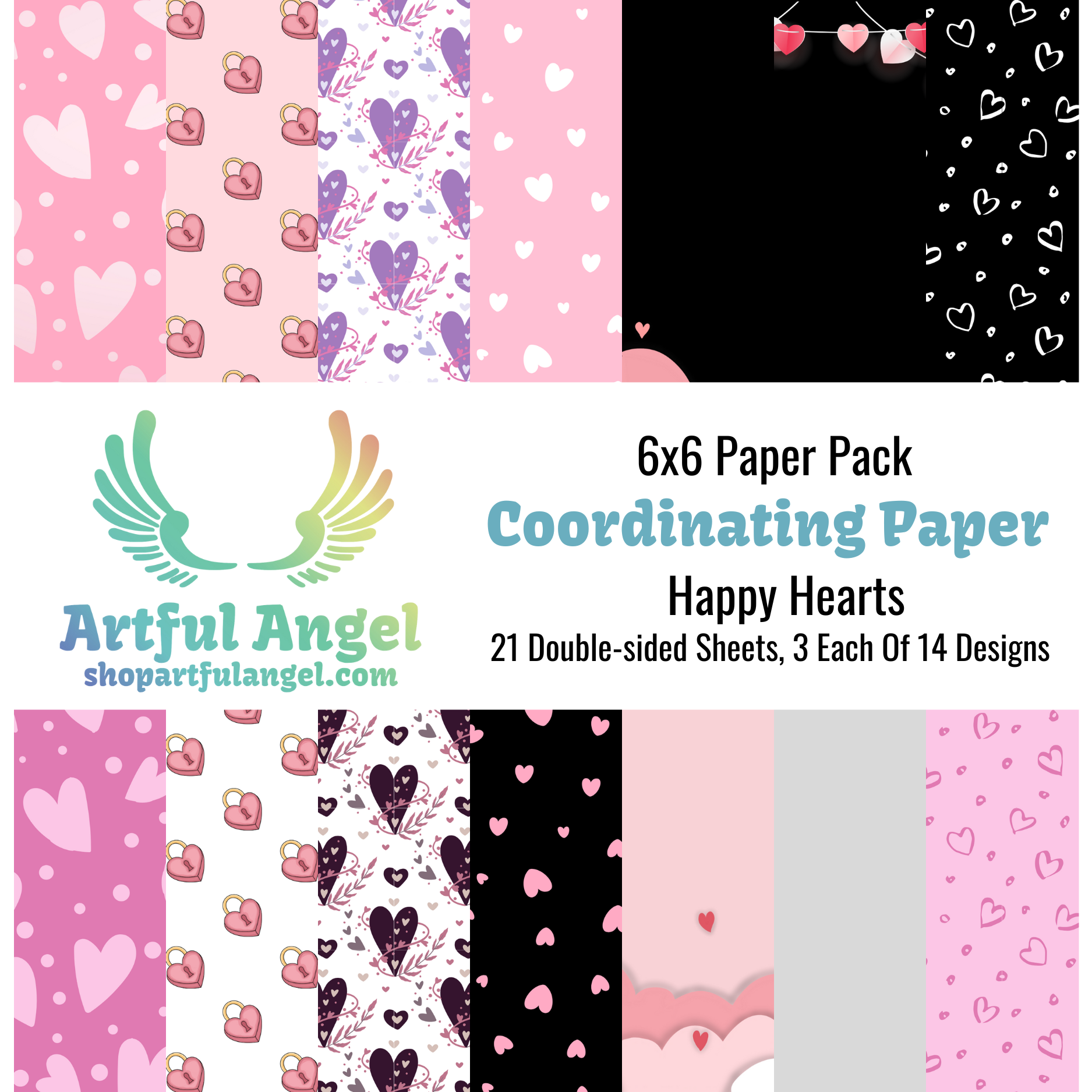 Artful Angel Happy Hearts 6x6 Paper Pack