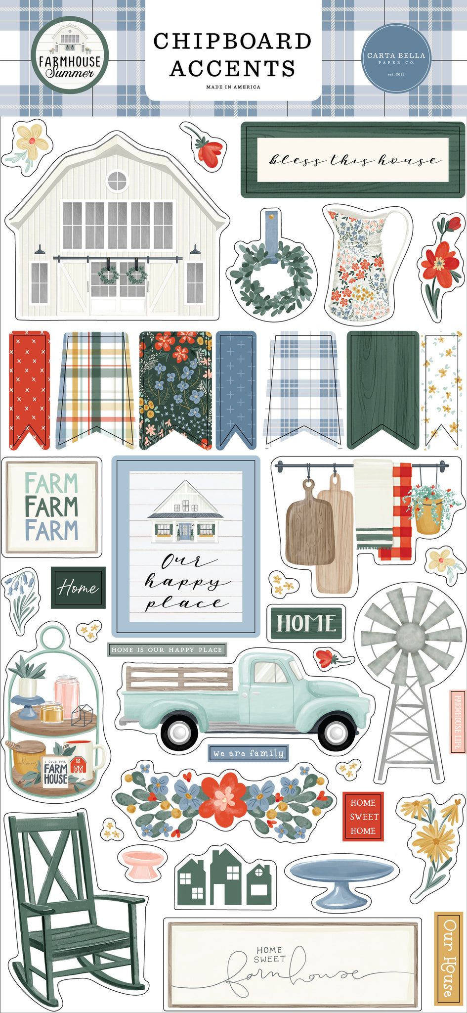 Echo Park Farmhouse Summer Chipboard Accents