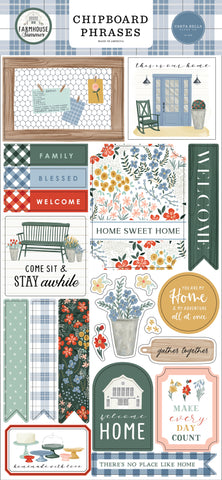 Echo Park Farmhouse Summer Chipboard Phrases