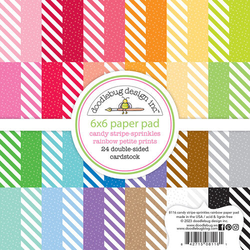 Doodlebug Candy Stripe-Sprinkles Rainbow Petite Prints 6x6 Paper Pad