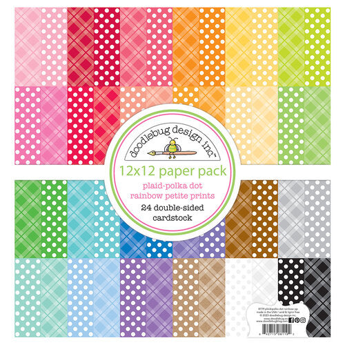 Doodlebug Plaid-Polka Dot Rainbow Petite Prints 6x6 Paper Pad