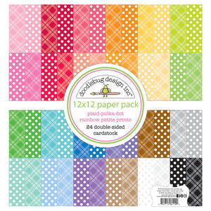 Doodlebug Plaid-Polka Dot Rainbow Petite Prints 6x6 Paper Pad