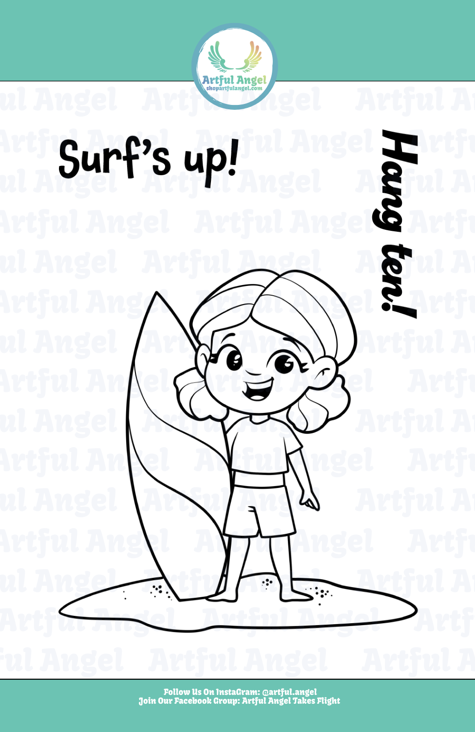 Artful Angel Surf's Up Digital Stamp